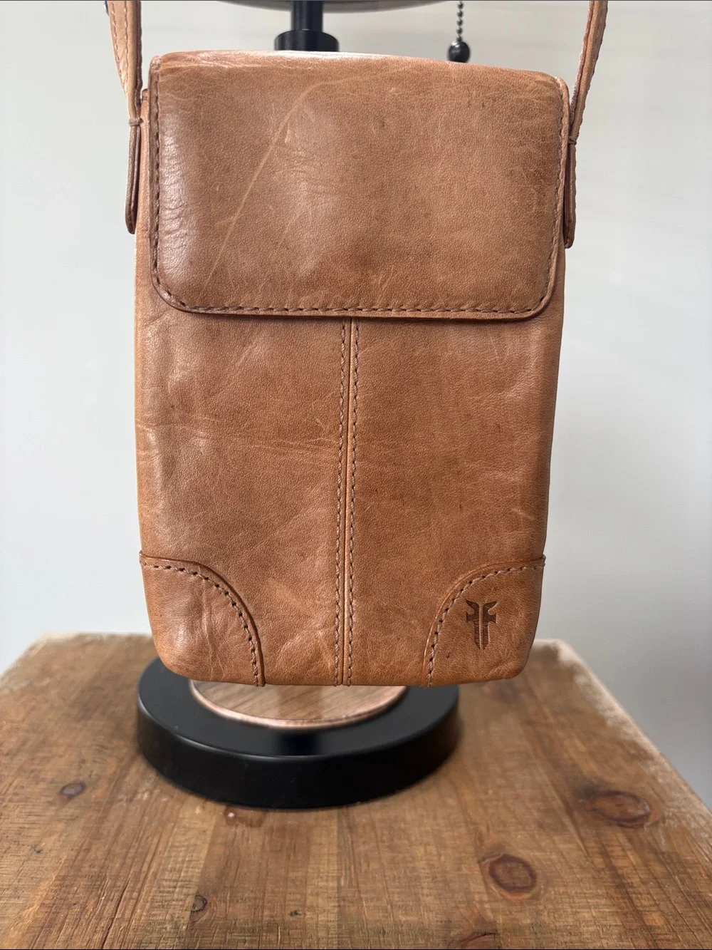 Frye Small Leather Crossbody With Adjustable Strap in Tan